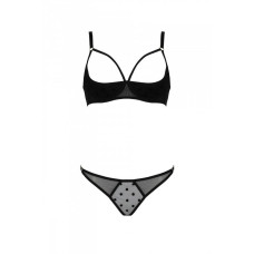 Еротичний комплект Passion MARINA SET WITH OPEN BRA, L/XL, black, відкриті чашки