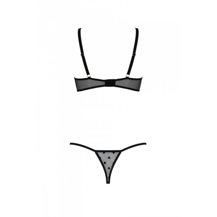 Еротичний комплект Passion MARINA SET WITH OPEN BRA, XXL/XXXL, black, відкриті чашки