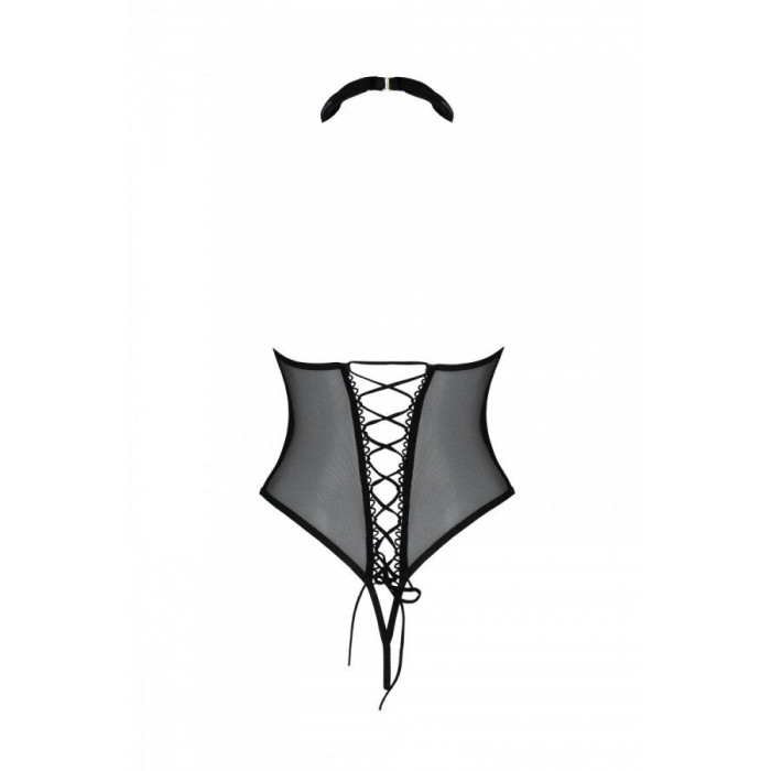 Еротичне боді Passion TRISHA BODY, S/M, black, з відкритими чашками