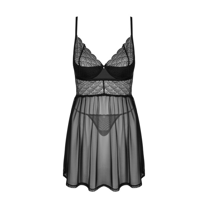 Еротичний комплект Obsessive Chemeris babydoll & thong M/L, пеньюар та стрінги