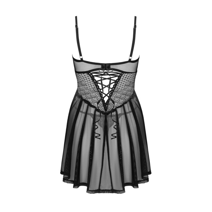 Еротичний комплект Obsessive Chemeris babydoll & thong M/L, пеньюар та стрінги