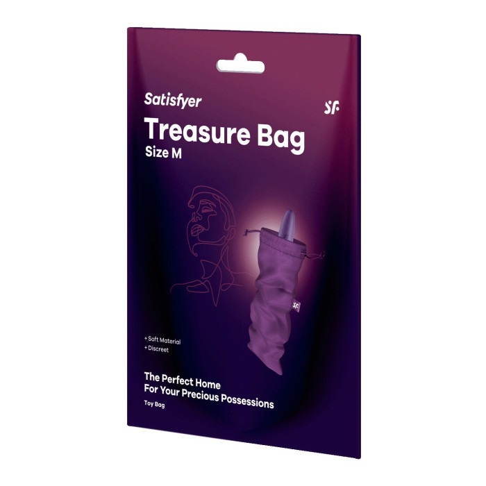 Мішечок для секс-іграшок Satisfyer Treasure Bag M, фіолетовий, на шнурку