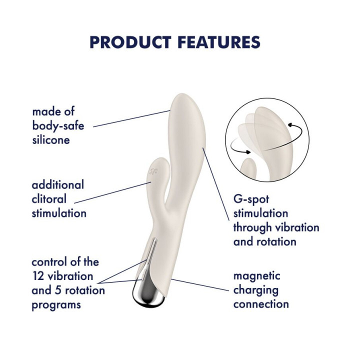 Вібратор-кролик з ротацією Satisfyer Spinning Rabbit 1 Beige, 3 мотори