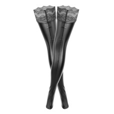 Панчохи з мокрим ефектом Noir Handmade F135 Powerwetlook stockings, 3XL, без мисків