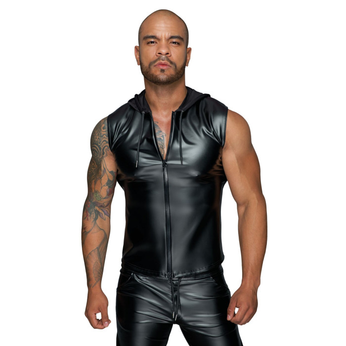 Чоловіча безрукавка з капюшоном Noir Handmade H062 Hooded Shirt, XL, мокрий ефект
