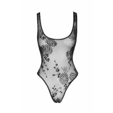 Боді Noir Handmade F242 Tulle body with patterned flock embroidery, M