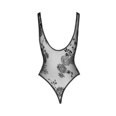 Боді Noir Handmade F242 Tulle body with patterned flock embroidery, L