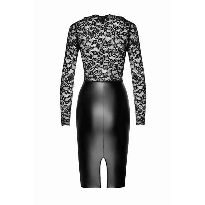 Сукня Noir Handmade F295 Euphoria, S, black, мереживо, глибоке декольте, спідниця міді під латекс