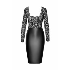 Сукня Noir Handmade F295 Euphoria, XL, black, мереживо, глибоке декольте, спідниця міді під латекс