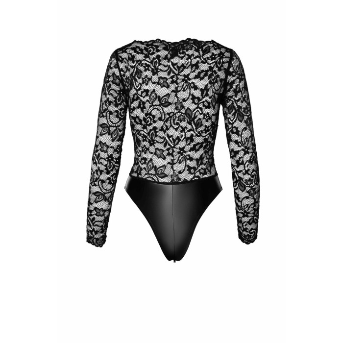Боді Noir Handmade F296 Psyche, S, мереживо, довгий рукав, низ під латекс, з доступом