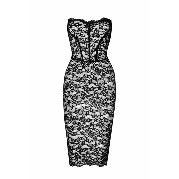 Сукня Noir Handmade F301 Catalyst, XL, black, міді, мереживо, відкриті плечі, шнурівка на спині