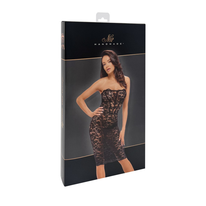 Сукня Noir Handmade F301 Catalyst, XXL, black, міді, мереживо, відкриті плечі, шнурівка на спині