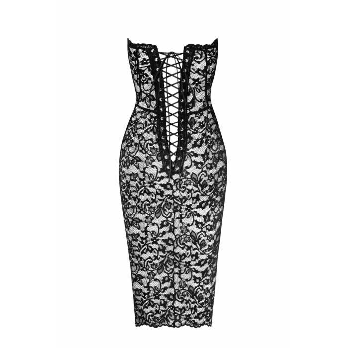 Сукня Noir Handmade F301 Catalyst, 3XL, black, міді, мереживо, відкриті плечі, шнурівка на спині