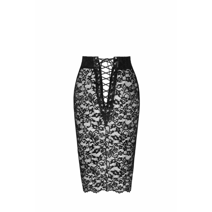 Спідниця Noir Handmade F302 Ambivalence, XL, black, мереживо, довжина за коліна, шнурівка ззаду