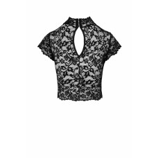 Топ Noir Handmade F303 Essence, S, black, мереживний, короткий рукав, комір-стійка