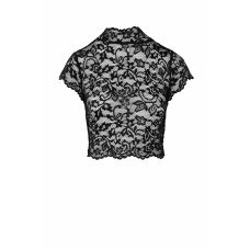 Топ Noir Handmade F303 Essence, L, black, мереживний, короткий рукав, комір-стійка