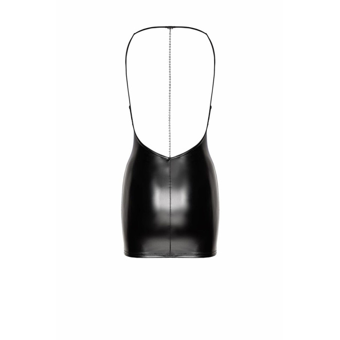 Сукня Noir Handmade F307 Mirage, S, black, міні, під латекс, відкрита спина, декор зі стразів