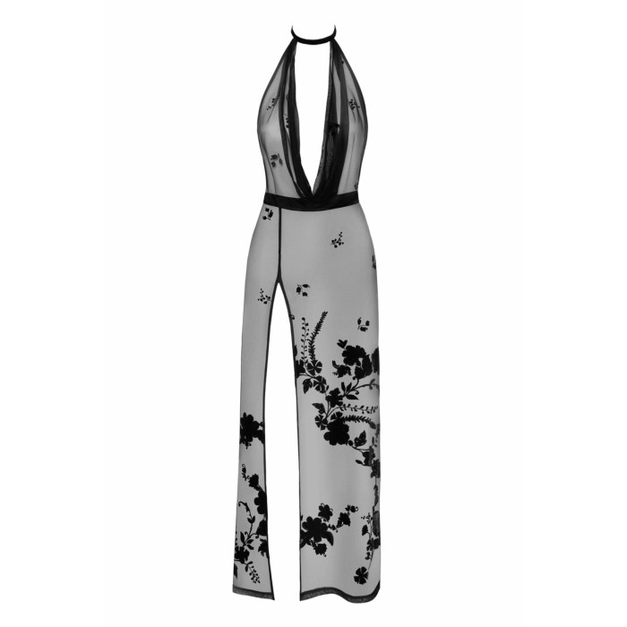 Сукня Noir Handmade F312 Divinity, S, black, прозора, до підлоги, відкрита спина, розріз збоку