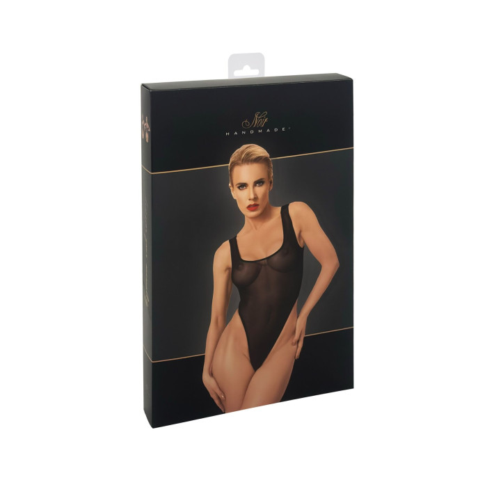 Боді Noir Handmade F322 Paparazzi, M, прозоре, низ стрінги, високі вирізи