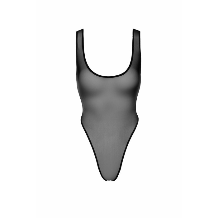 Боді Noir Handmade F322 Paparazzi, XL, прозоре, низ стрінги, високі вирізи
