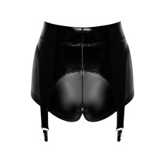 Шортики Noir Handmade F325 Glam, S, black, вініл, висока талія, кріплення для панчіх, з доступом