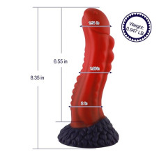 Фалоімітатор для секс-машин Hismith 8.35″ Curved Silicone Dildo Red Monster Series, система KlicLok