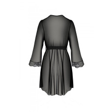 Пеньюар Passion AMBERLY PEIGNOIR black, L/XL, пояс у комплекті