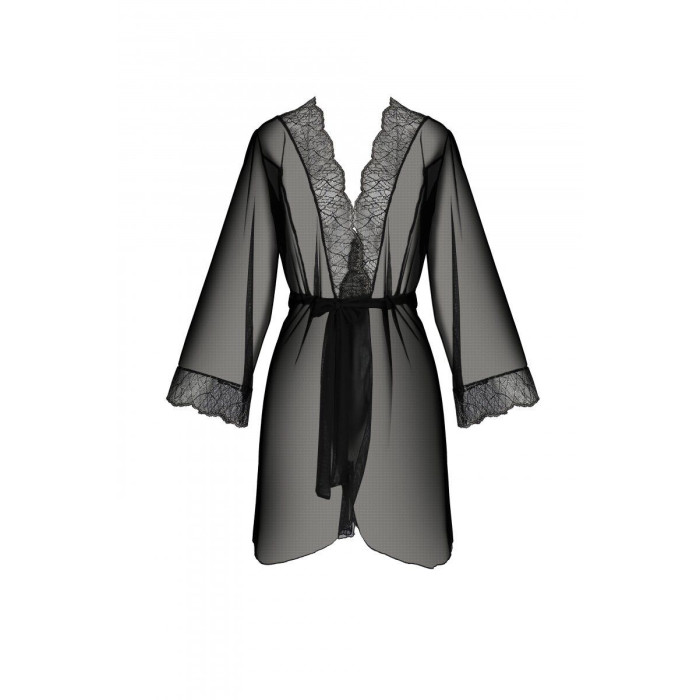 Пеньюар Passion AMBERLY PEIGNOIR black, XXL/XXXL, пояс у комплекті