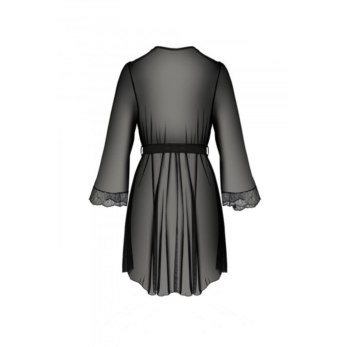 Пеньюар Passion AMBERLY PEIGNOIR black, XXL/XXXL, пояс у комплекті
