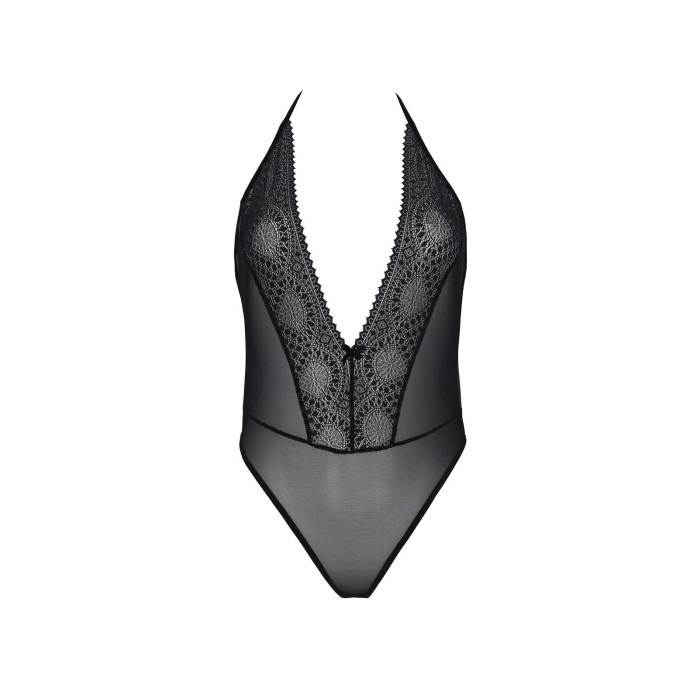 Боді Passion DROSERA BODY black, XXL/XXXL, високі вирізи, верх на зав’язках