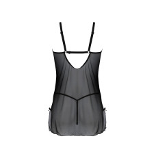 Пеньюар Passion DROSERA CHEMISE black, S/M, мереживний ліф зі стрепами, трусики в комплекті