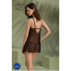 Пеньюар Passion DROSERA CHEMISE black, S/M, мереживний ліф зі стрепами, трусики в комплекті