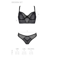 Комплект Passion DROSERA SET black, L/XL, сітка+мереживо, бюстьє та трусики танга