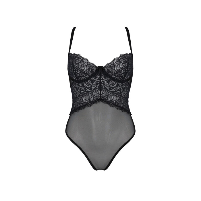 Боді Passion KERRIA BODY black, L/XL, з високими вирізами та верхом балконет