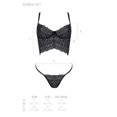 Комплект Passion KERRIA SET black, L/XL, сітка+мереживо, бюстьє та стрінги