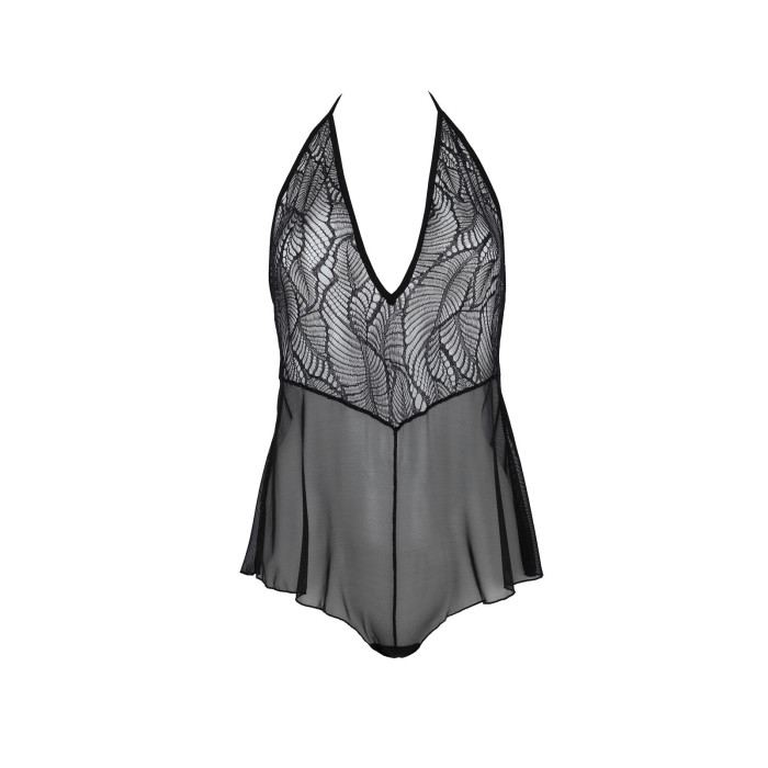 Боді Passion LEAFA BODY black, L/XL, на зав'язках, м'яка чашка, низ у вигляді шортиків