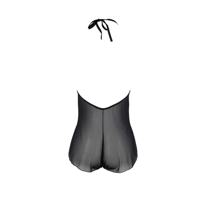 Боді Passion LEAFA BODY black, L/XL, на зав'язках, м'яка чашка, низ у вигляді шортиків
