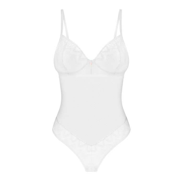 Боді Obsessive Alissium Teddy White, XL/2XL, ліф з м’якою чашкою, високі вирізи для ніг