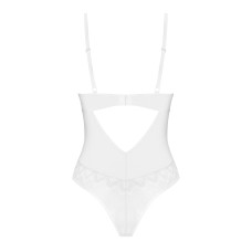 Боді Obsessive Alissium Teddy White, XL/2XL, ліф з м’якою чашкою, високі вирізи для ніг
