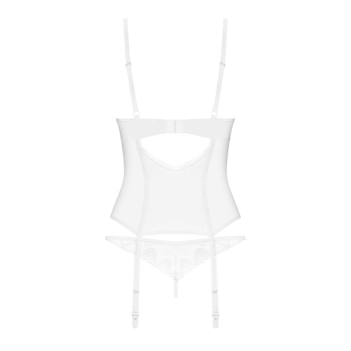 Корсет Obsessive Alissium corset&thong XS/S, гнучкі кісточки, відкрита спина, стрінги в комплекті