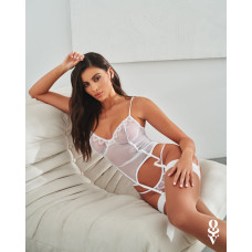 Корсет Obsessive Alissium corset&thong, M/L гнучкі кісточки, відкрита спина, стрінги в комплекті