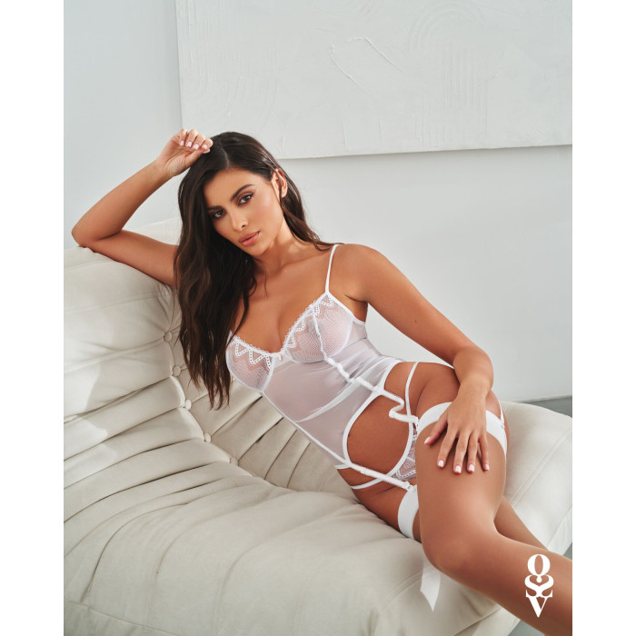 Корсет Obsessive Alissium corset&thong XL/2XL, гнучкі кісточки, відкрита спина, стрінги в комплекті