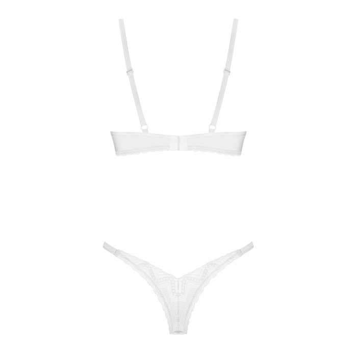 Комплект Obsessive Alissium 2-pcs set, XS/S, мереживо, ліф з м’якою чашкою, трусики танга