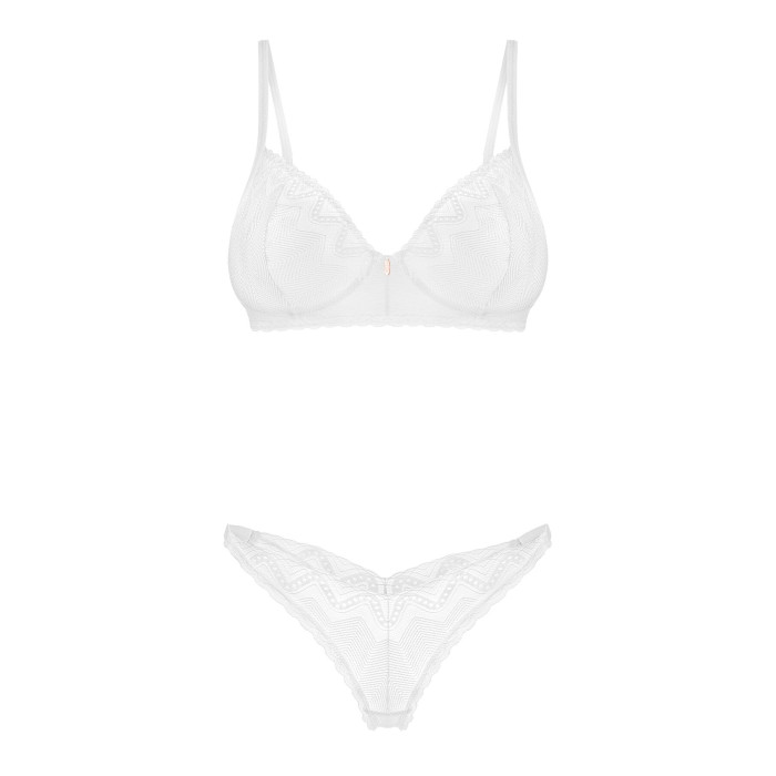 Комплект Obsessive Alissium 2-pcs set, XL/2XL, мереживо, ліф з м’якою чашкою, трусики танга