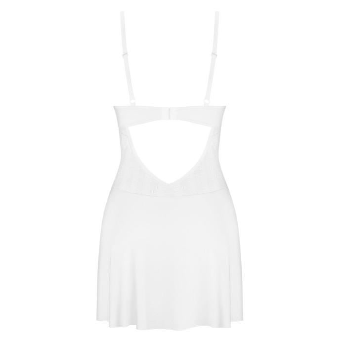 Пеньюар Obsessive Alissium chemise & thong, XL/2XL, мереживний ліф, стрінги в комплекті