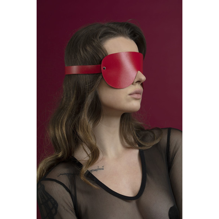 Маска на очі Feral Feelings - Blindfold Mask, натуральна шкіра, червона