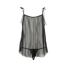 Сорочка прозора бебі-дол Passion MELANIA CHEMISE XXL/XXXL, black, трусики, на тонких бретелях