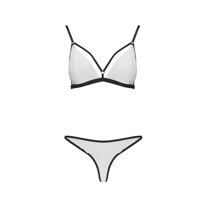 Комплект білизни Passion ORIHIME SET L/XL, white, стрепи, ліф і трусики