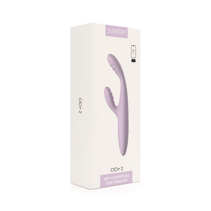Тонкий кролик-вібратор Svakom Cici+ 2 Lilac, керування зі смартфона, підігрів до 38 °C