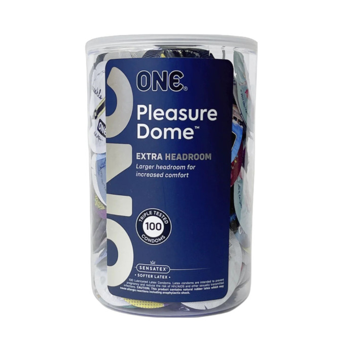 Набір презервативів ONE Pleasure Dome, 100 шт, гладенькі, з розширеною головкою, паковання-тубус